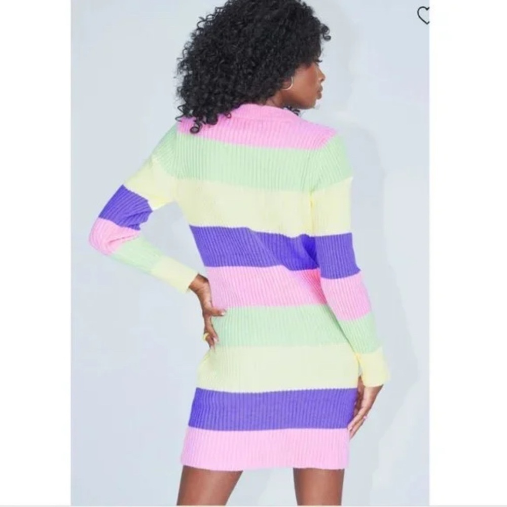 Princess Polly Cara Striped Sweater Mini Dress M/L - Picture 3 of 11